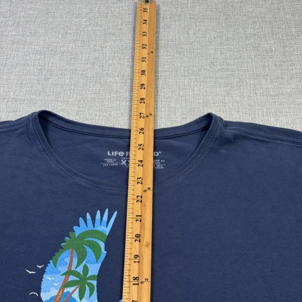 Life Is Good T-Shirt Womens 3XL Blue Crew Neck Basic Relaxed 100% Cotton